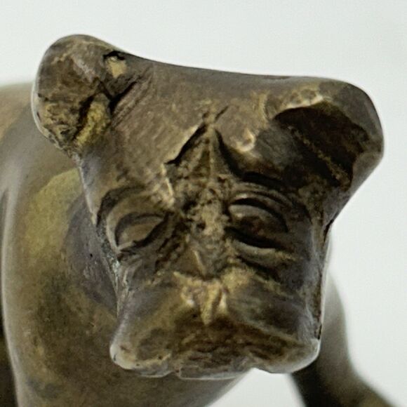 Vintage Solid Brass Sitting Bulldog Figurine 1 5/8” Tall 2 1/4” Long - Picture 7 of 11